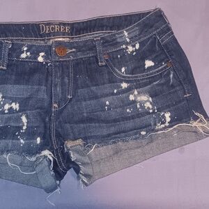 Decree Blue Distressed Denim Shorts